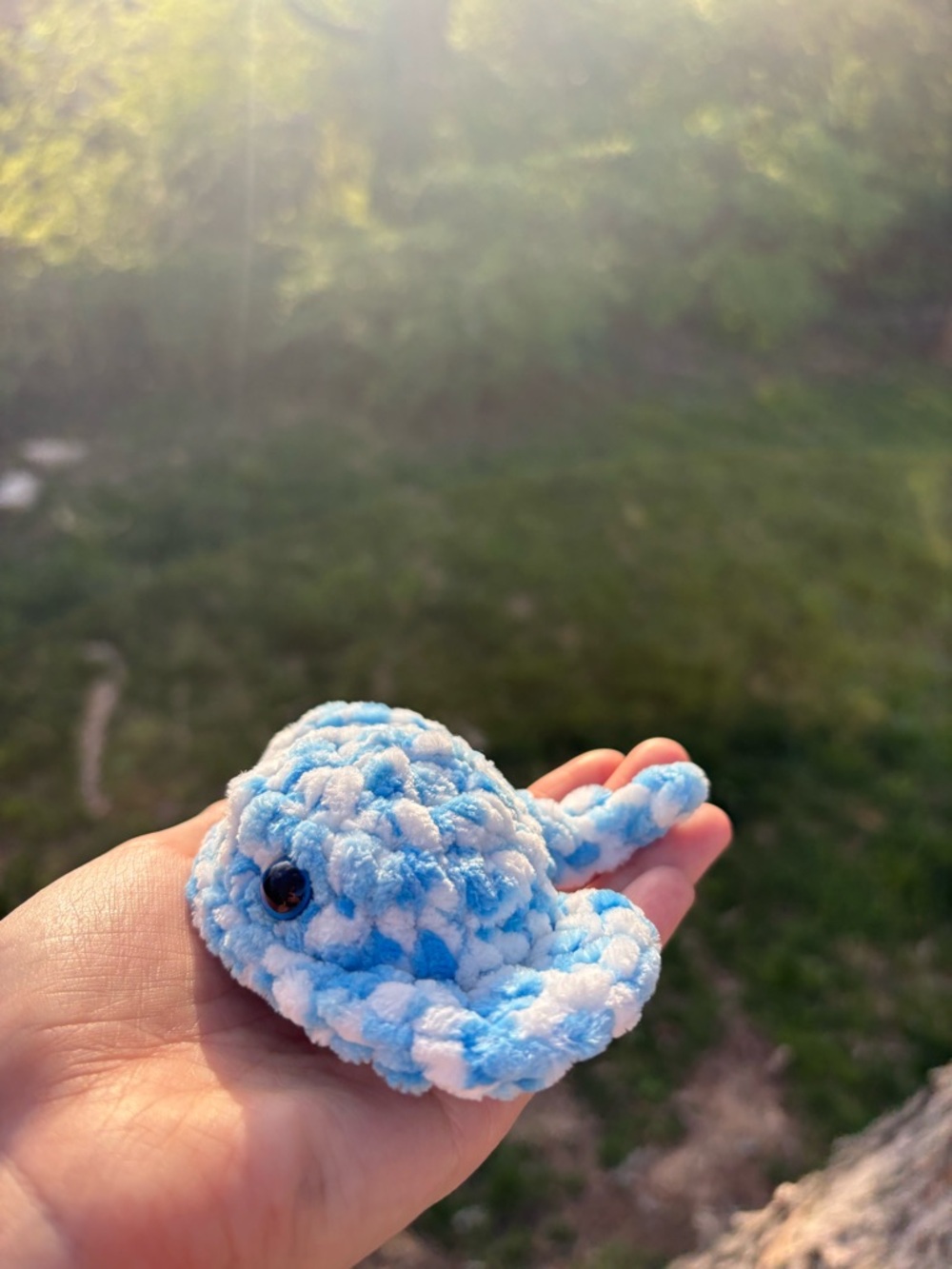 Blue Raspberry Stingray Plush – Handmade Crochet Ocean Animal - Picture 4 of 9